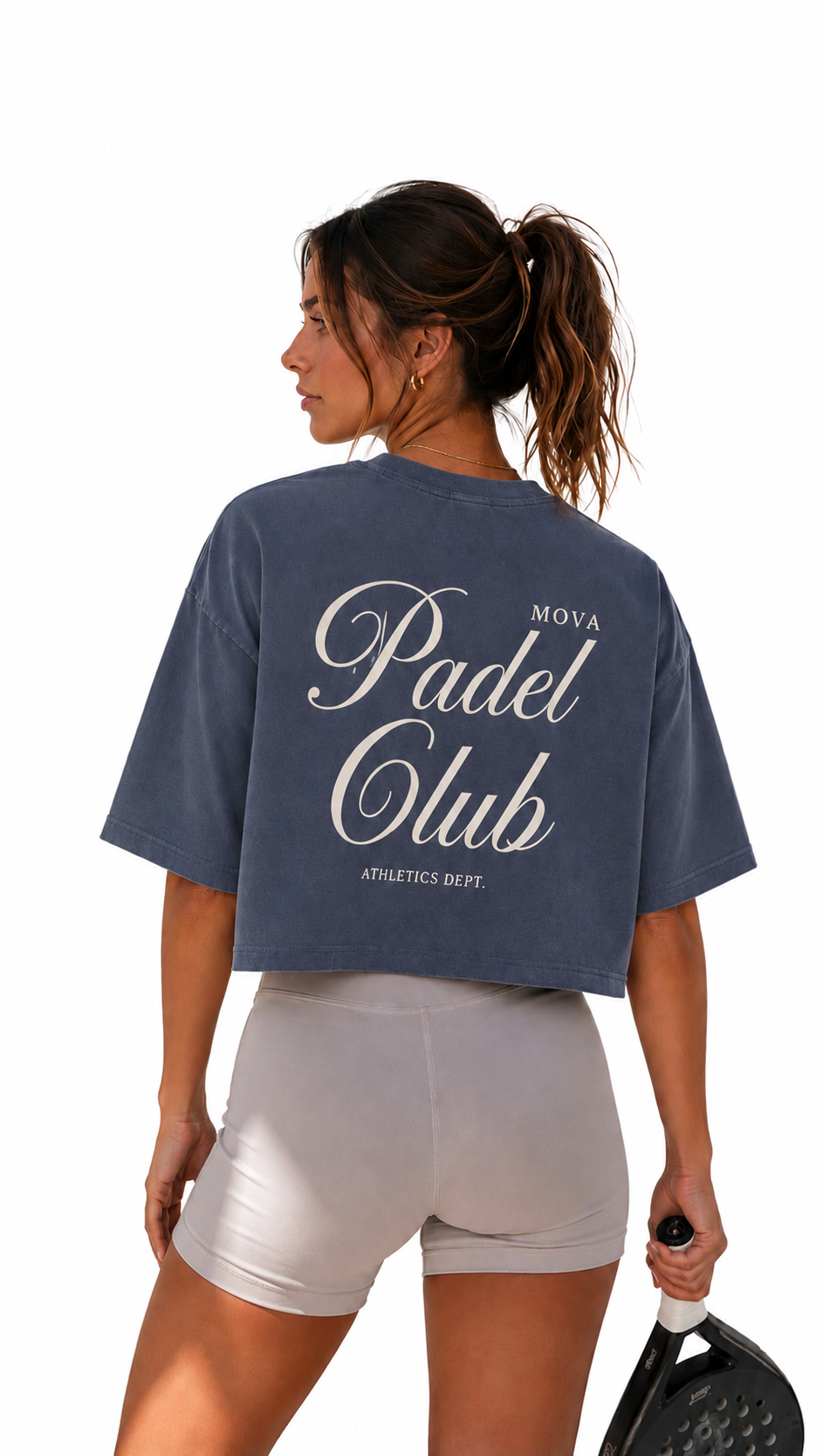 MOVA Padel Club Cropped Tee | Grey Blue | 200GSM