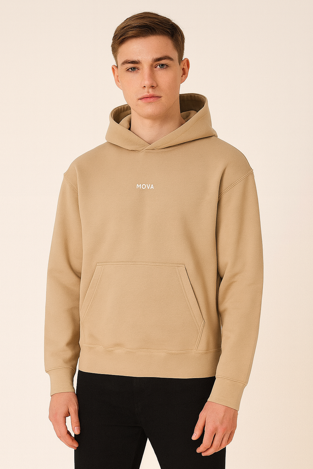 Mens Oversized MOVA Hoodie | Beige