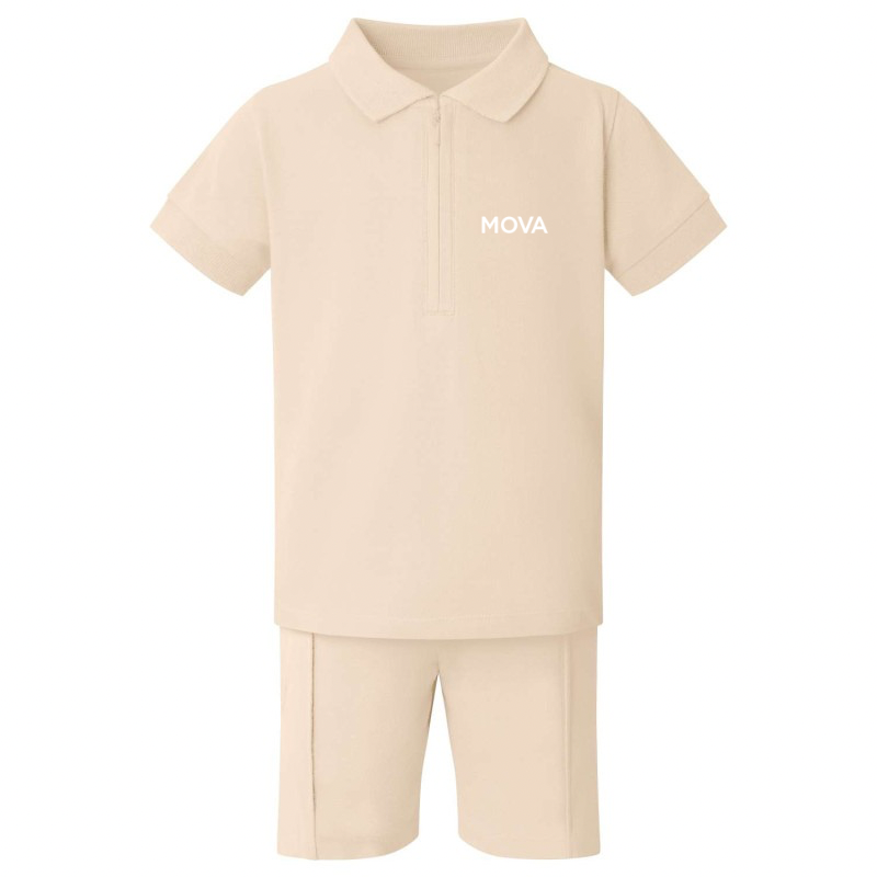MiniMOVA Zip Neck Polo & Short Set | Nude