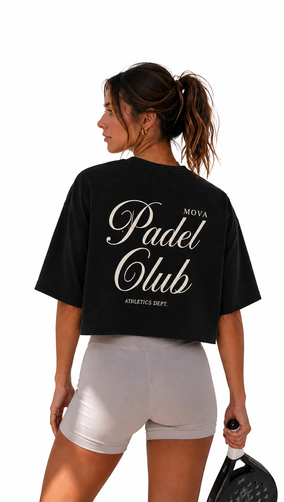 MOVA Padel Club Cropped Tee | Black | 200GSM