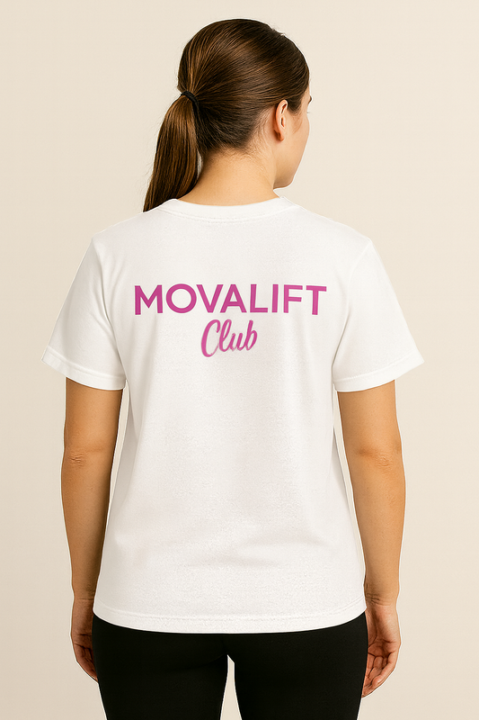 Womens Oversized MOVALift Club Tee | White/Pink