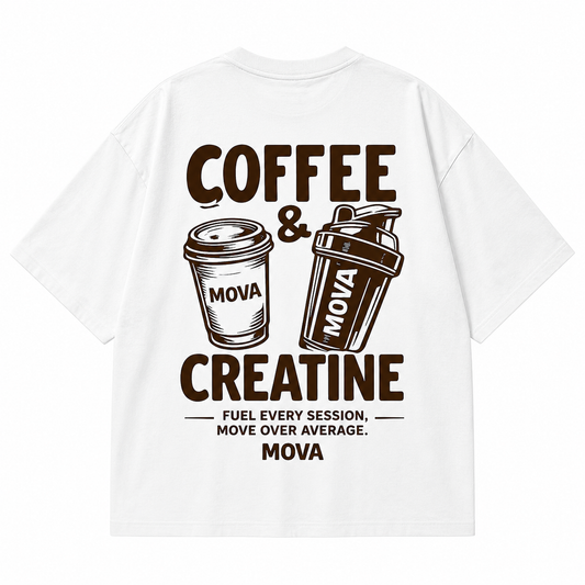 *PRE-ORDER* ‘Coffee & Creatine’ Oversized White Tee | 220GSM