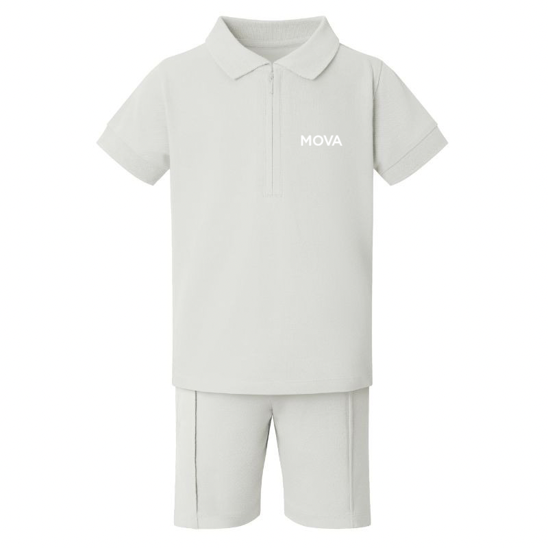 MiniMOVA Zip Neck Polo & Short Set | Pebble Grey