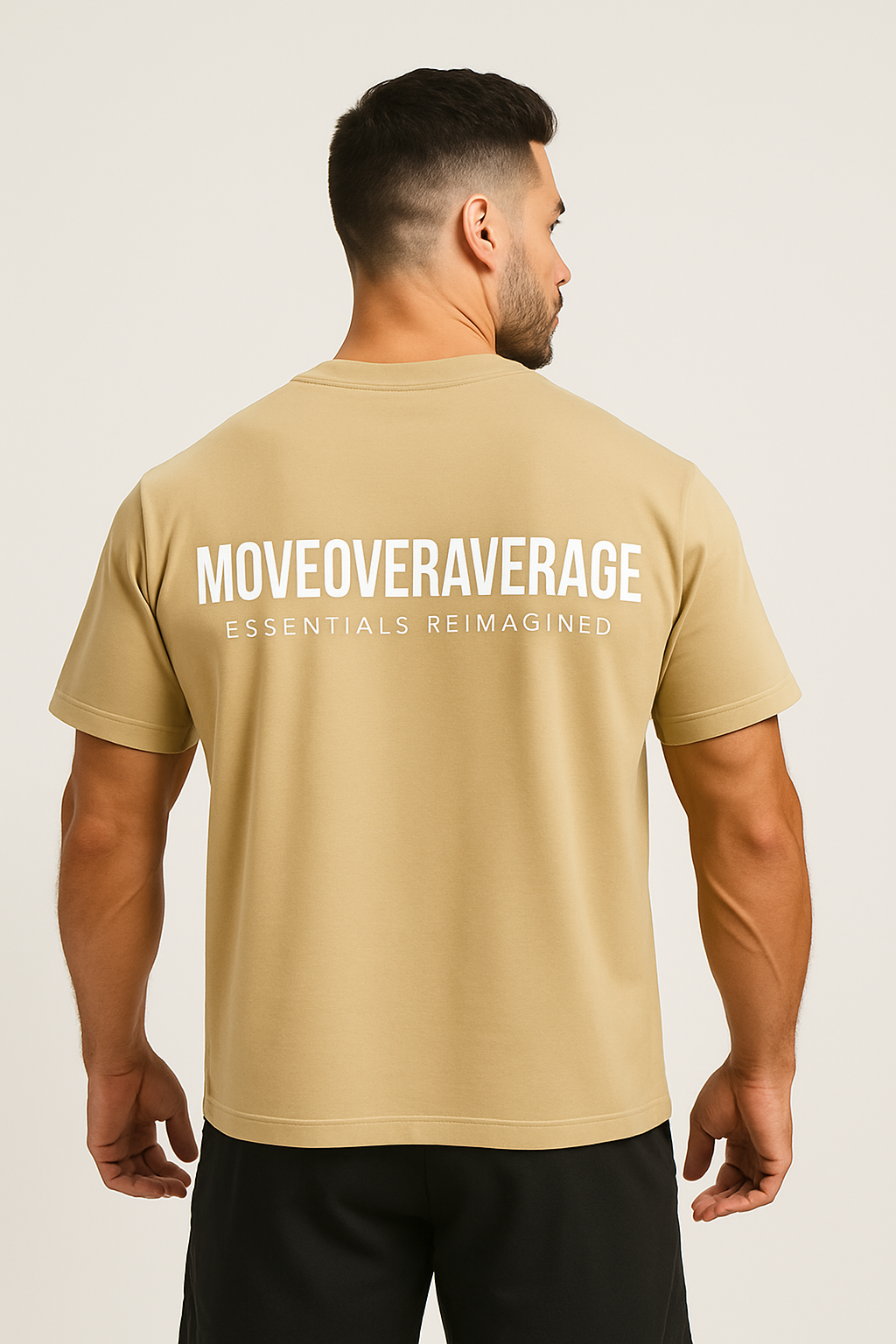 Mens Luxury Oversized Washed T Shirt | Beige