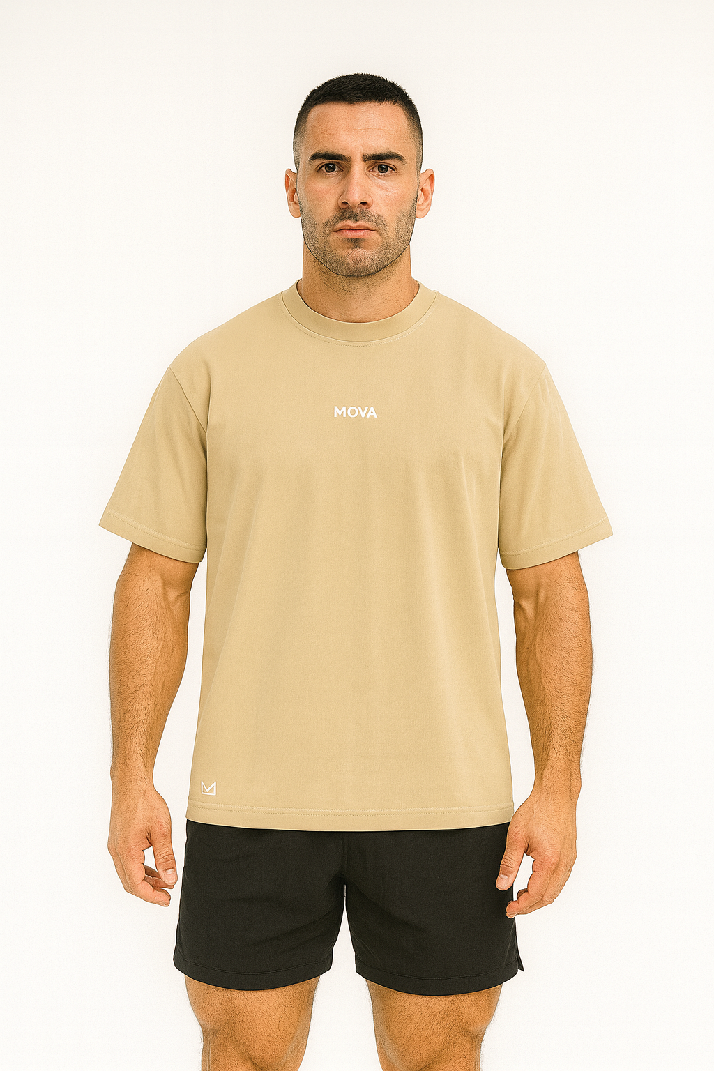 Mens Luxury Oversized Washed T Shirt | Beige