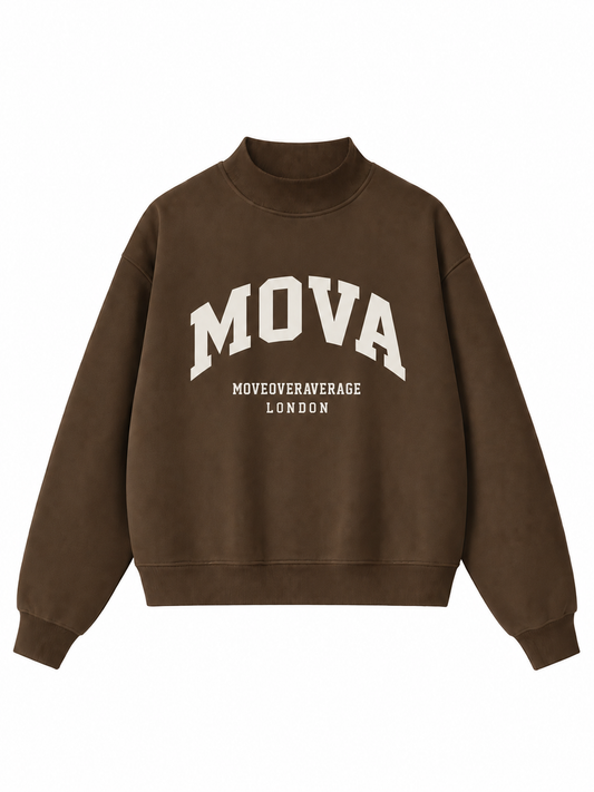 Women’s Essential Mock-Neck Crew Sweatshirt | Brown