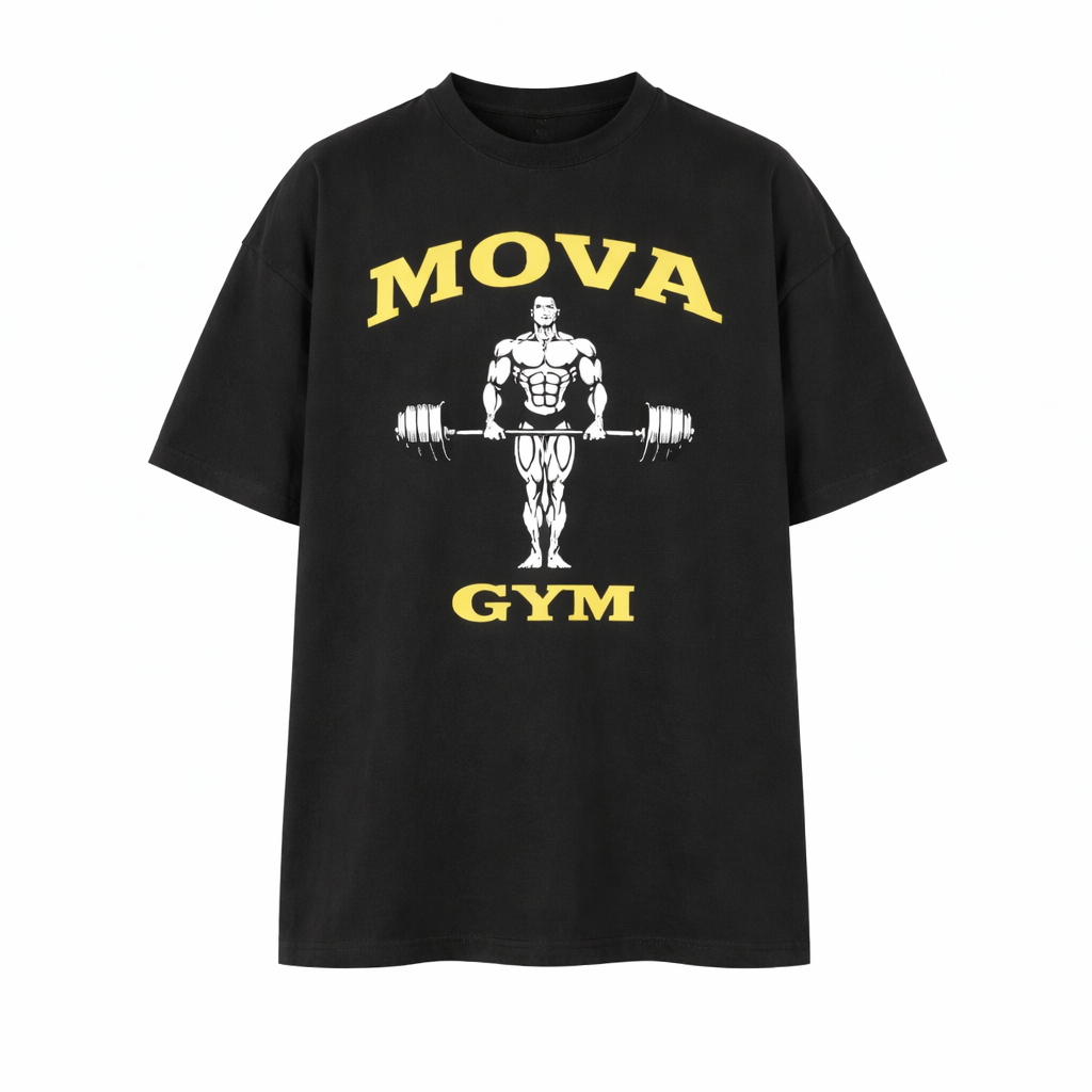 Oversized Luxury ‘MOVA GYM’ Tee | Black 280GSM