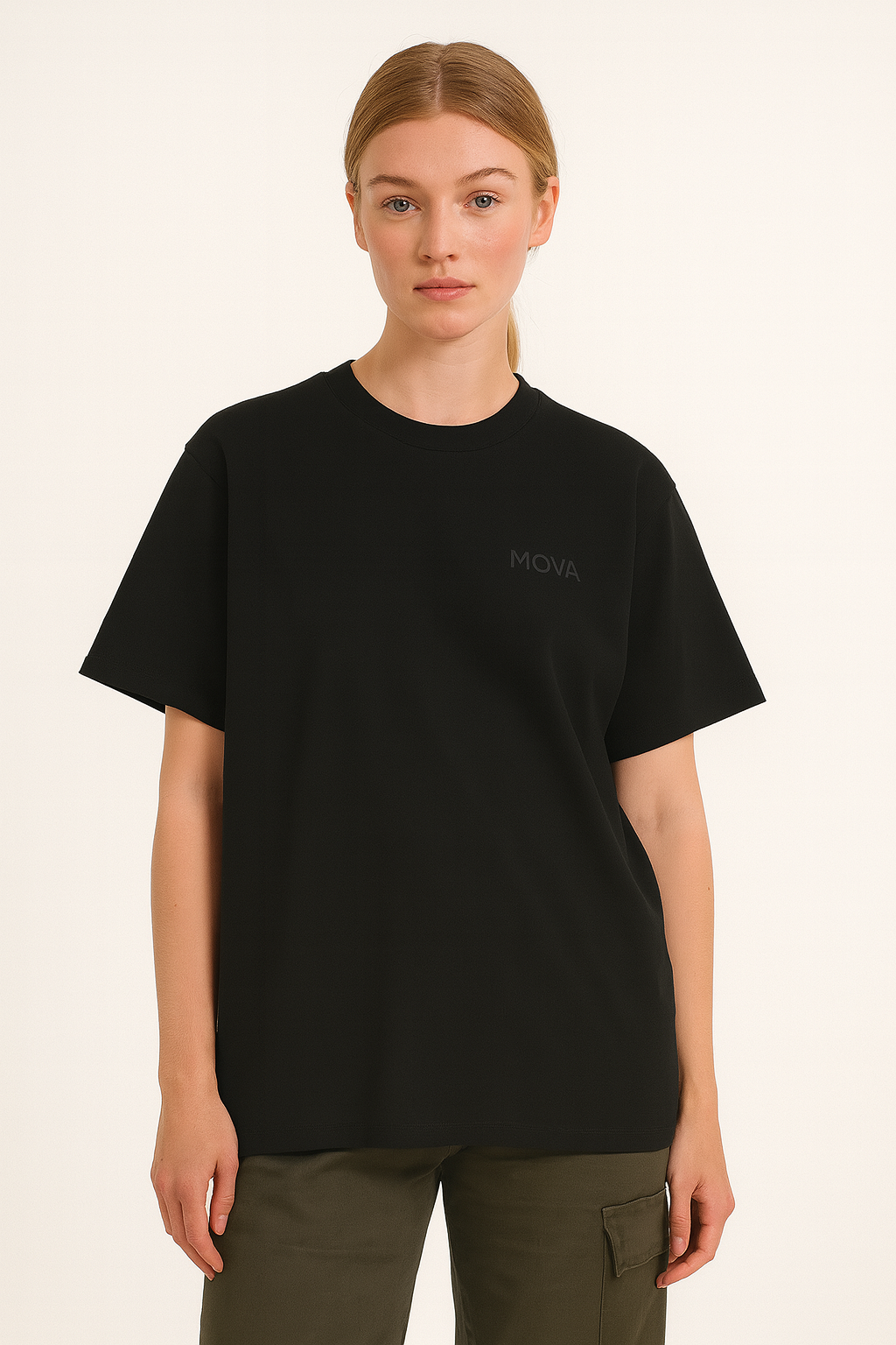 Womens Oversized Midnight Tee | Black 220GSM (Luxe)