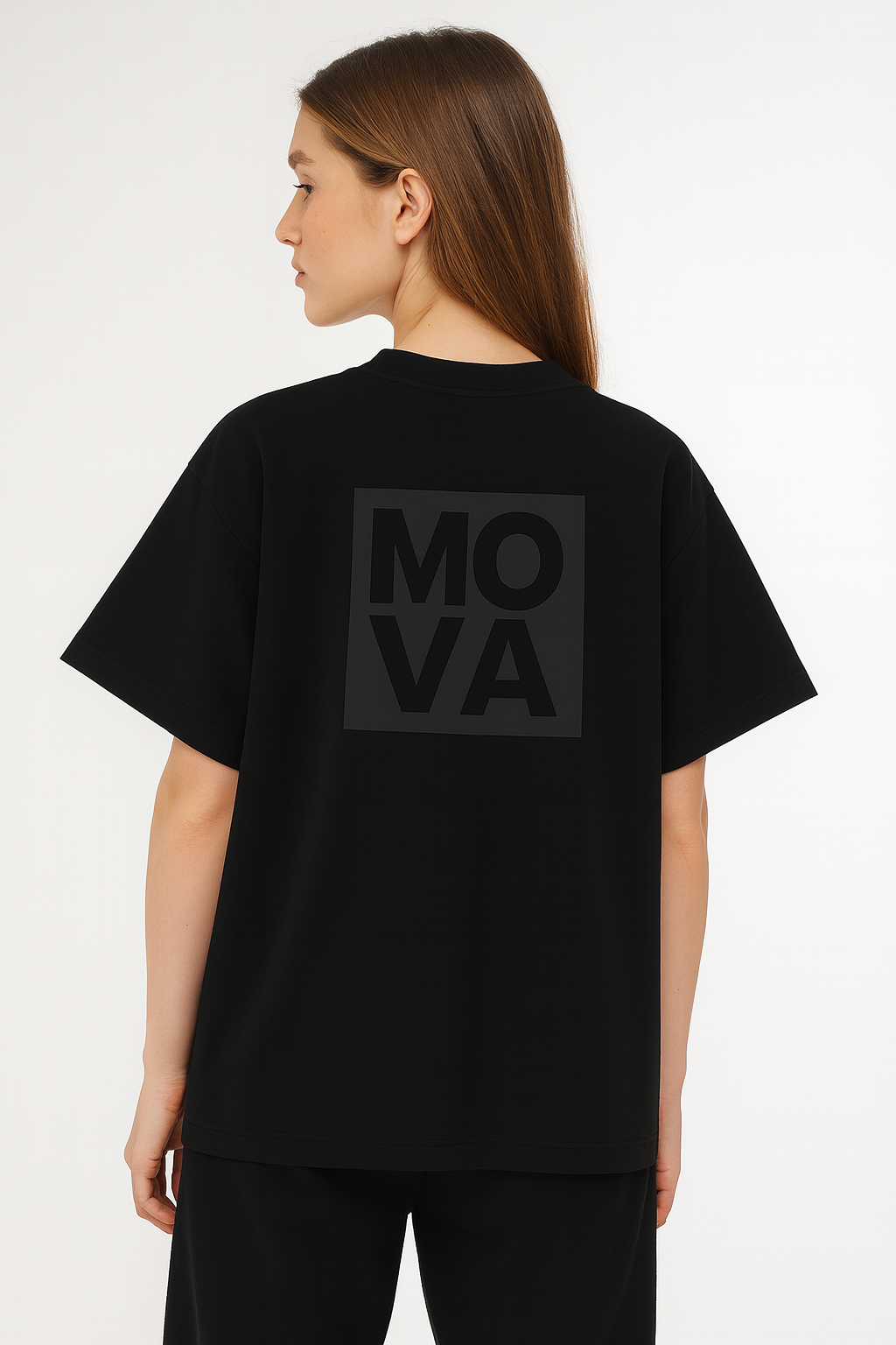 Womens Oversized Midnight Tee | Black 220GSM (Luxe)