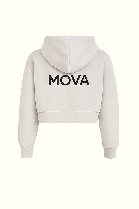 Womens Cropped Oversized Zip Hoodie | Grey