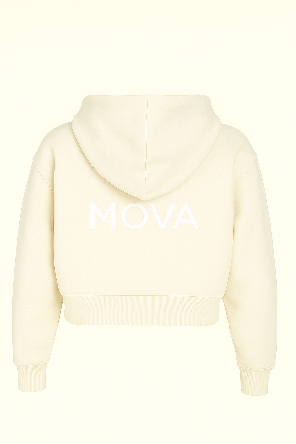 Womens Cropped Oversized Zip Hoodie | Cream