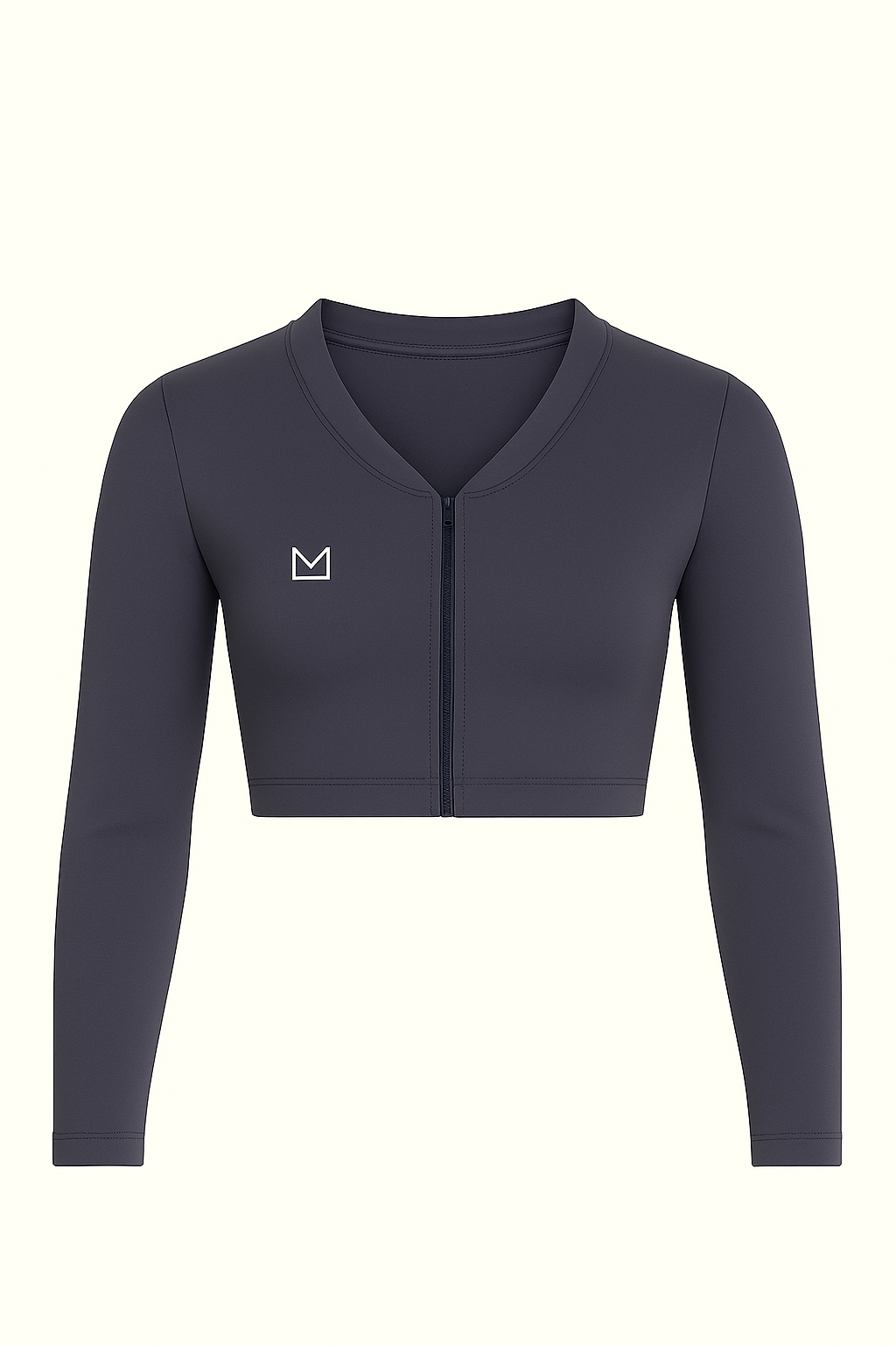 Womens Seamless Cropped Zip Jacket | Grey