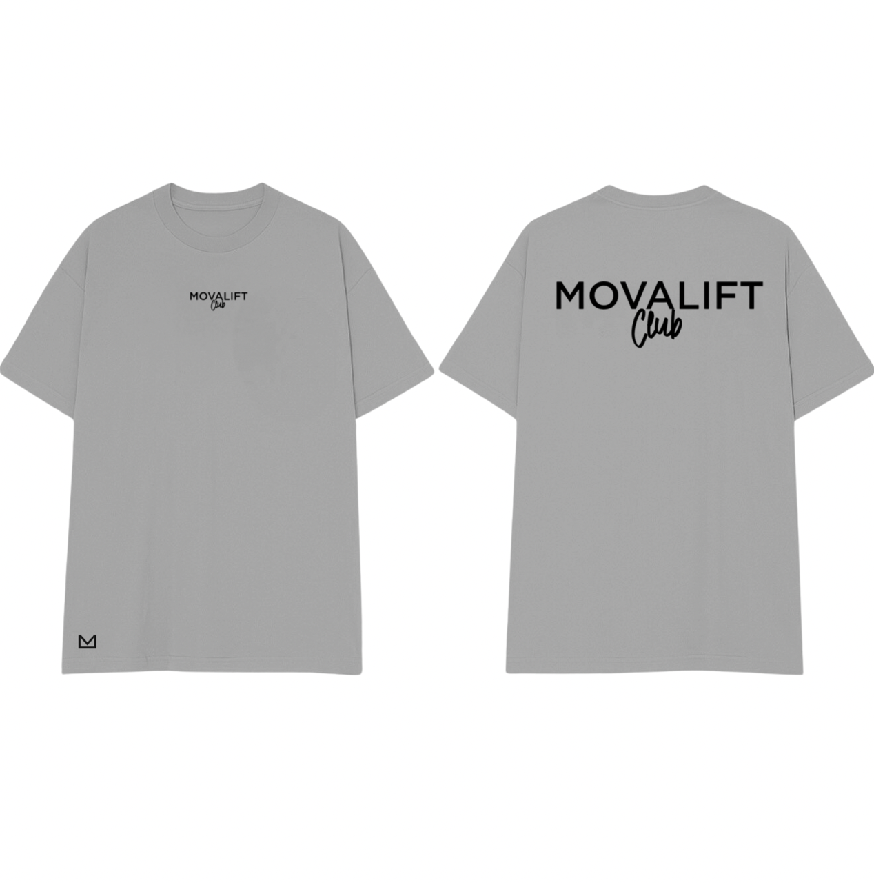 Mens Oversized MOVALift Club Tee | Stone Grey & Black
